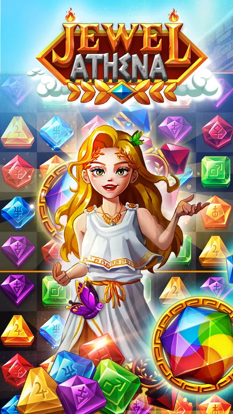 Captura de tela de Jewel Athena: Match 3 blast: Tela inicial de Jewel Athena